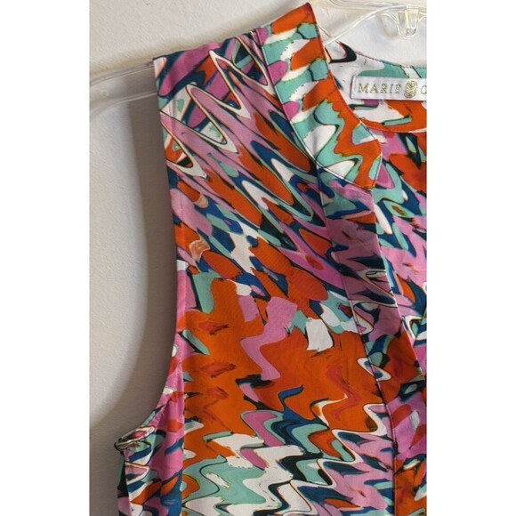 MARIE OLIVER Ellis Silk Psychedelic Tie Dye Midi Dress XS VNeck Resort Vacation - Picture 5 of 13